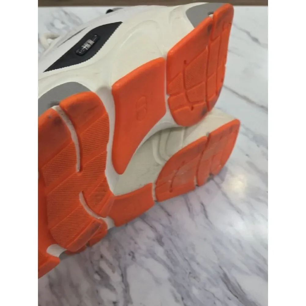 Dior Men’s Athletic Sneakers in White, Gray, Black with Orange Sole